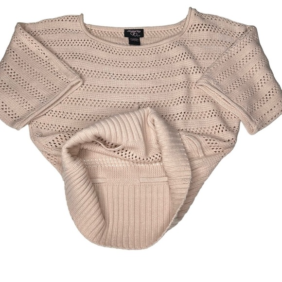 HOOKED UP by IOT Silver Sparkle Pink Knit 3/4 Sleeves Sweater Junior's Size L - Picture 7 of 16